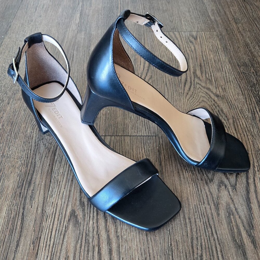 NEW Naturalizer 27 Edit Black Iriss Ankle Strap Open Toe Heels Sandals 8.5 M